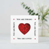 ルビーシンプル赤いハートバレンタインフラットホリデーカード シーズンカード (スタンド正面)