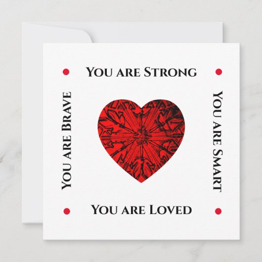 ルビーシンプル赤いハートバレンタインフラットホリデーカード シーズンカード (正面)