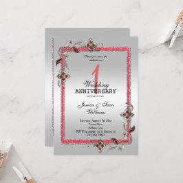 ルビージェムとグリッター&シルバー 1周年結婚式 招待状