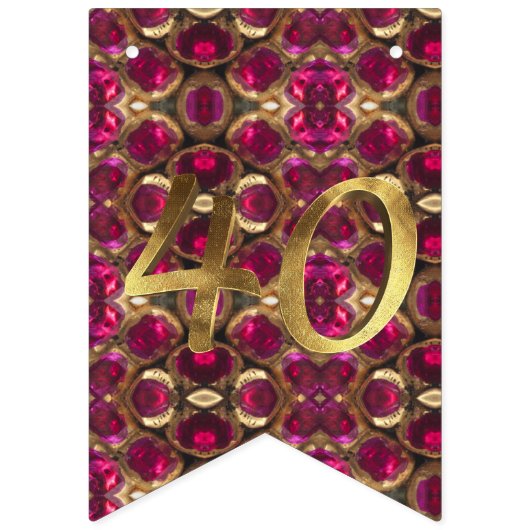 ルビージェムストーンパター結婚ン40周年 バンティングフラッグ (第1の旗)