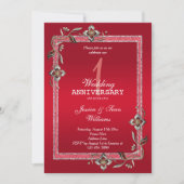 ルビージェム＆グリッター  結婚1周年 招待状 (正面)