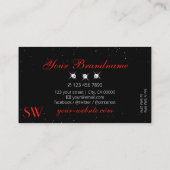 ルビースタイリッシュレッドブラックダイヤきらめくモンドイニシャル 名刺 (裏面)