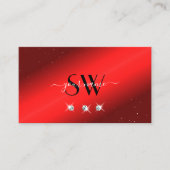 ルビースタイリッシュレッドブラックダイヤきらめくモンドイニシャル 名刺 (正面)