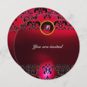 ルビーダマスク宝石モノグラムブラックレッドブルゴーニュ 招待状 (正面/裏面)