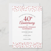 ルビーチックな結婚40周年記念の日付を保存 招待状 (正面)
