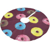 ルビードーナツ：水彩シームレスパターン。 ブラッシュドポリエステルツリースカート (アングル)