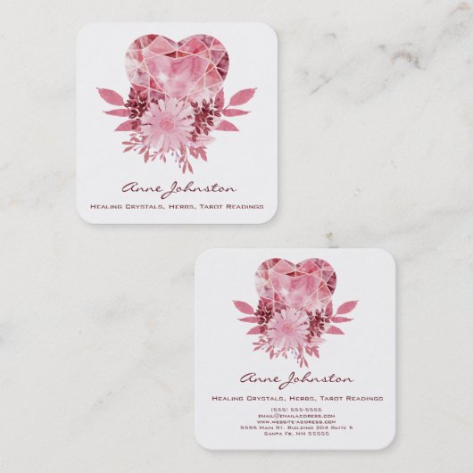 ルビーハートとフラワーズスクウェア名刺 スクエア名刺 (正面/裏面)