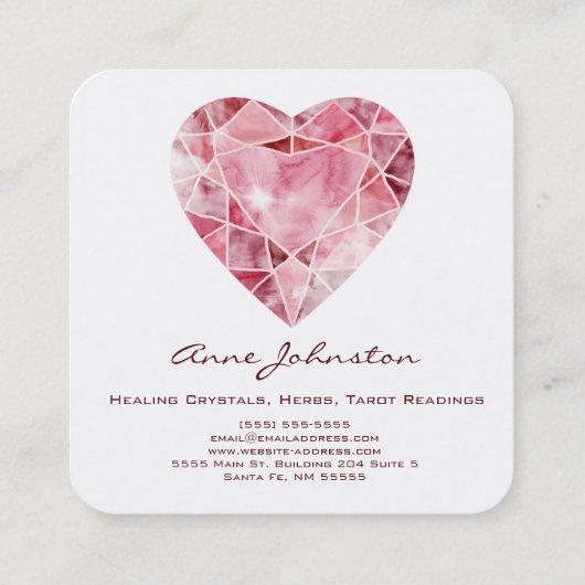 ルビーハートスクエアビジネスカード スクエア名刺 (裏面)