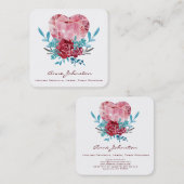 ルビーハートボホフローラ水彩 スクエア名刺 (正面/裏面)