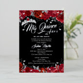 ルビーバラミクインズレッドシルバーブラックキンセアニェラ 箔招待状 (立ち正面)