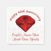 ルビーパーソナライズされた40周年記念ナプキンス スタンダードカクテルナプキン (正面)