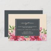 ルビーピンク牡丹フローラアイボリー結婚ズ エンクロージャーカード (正面/裏面)