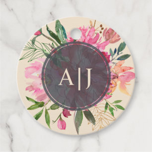 ルビーピンク牡丹フローラアイボリー結婚ズ フェイバータグ