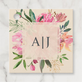 ルビーピンク牡丹フローラアイボリー結婚ズ フェイバータグ