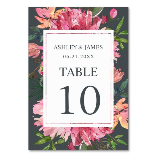 ルビーピンク牡丹フローラボタニッ結婚クス テーブルナンバー (正面)