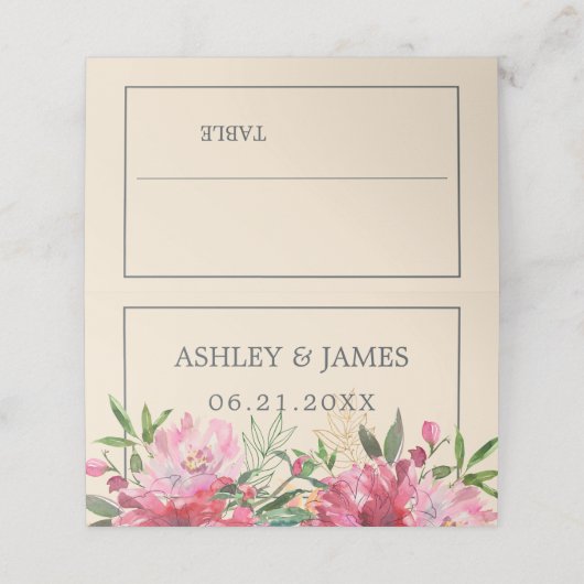 ルビーピンク牡丹フローラボタニッ結婚クス プレイスカード (外部開封)