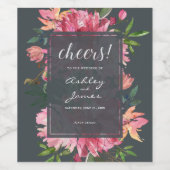 ルビーピンク牡丹フローラ応援結婚ズ ワインラベル (シングルラベル)