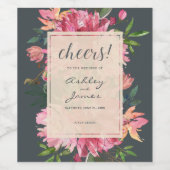 ルビーピンク牡丹フローラ応援結婚ズ ワインラベル (シングルラベル)