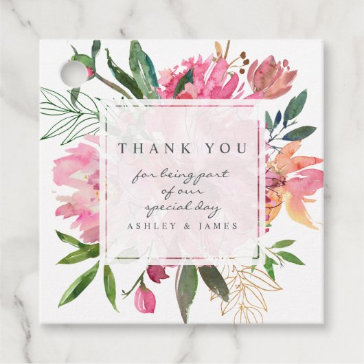 ルビーピンク牡丹フローラ植物学結婚の感謝 フェイバータグ (正面)