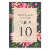 ルビーピンク牡丹フローラ植物退黒結婚の テーブルナンバー (裏面)