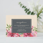 ルビーピンク 牡丹 花 ボタニカル アイボリー 結婚式 エンクロージャーカード (スタンド正面)
