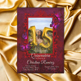 ルビーファンシーレッドバタフライキンセアニェラ招待状 招待状