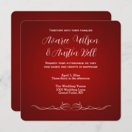 ルビーミニマ赤と白リスト結婚式招待状 招待状