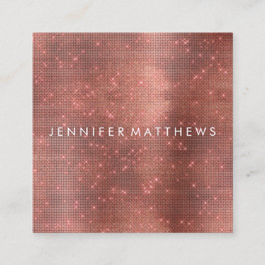 ルビーメタリックスパークル美しいスタイリスト スクエア名刺 (正面)