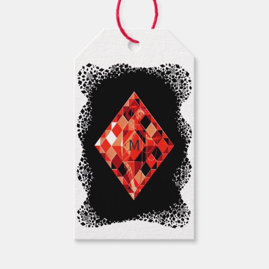 ルビーモノグラムの誕生石 ギフトタグ (正面)