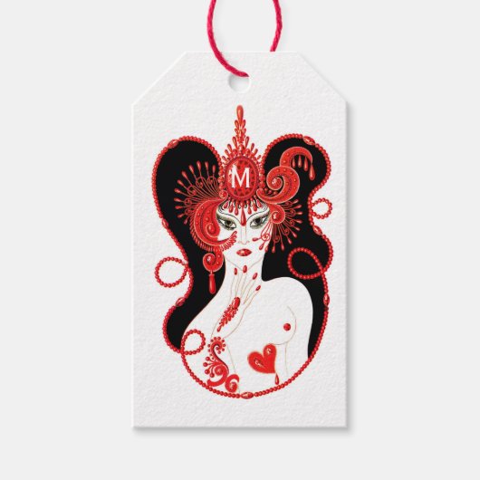 ルビーモノグラムの誕生石 ギフトタグ (正面)