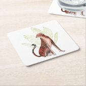 ルビーランナーレオパード スクエアペーパーコースター (アングル)