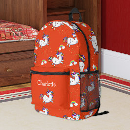 ルビーレインボーユニコーンバックパック プリントバックパック