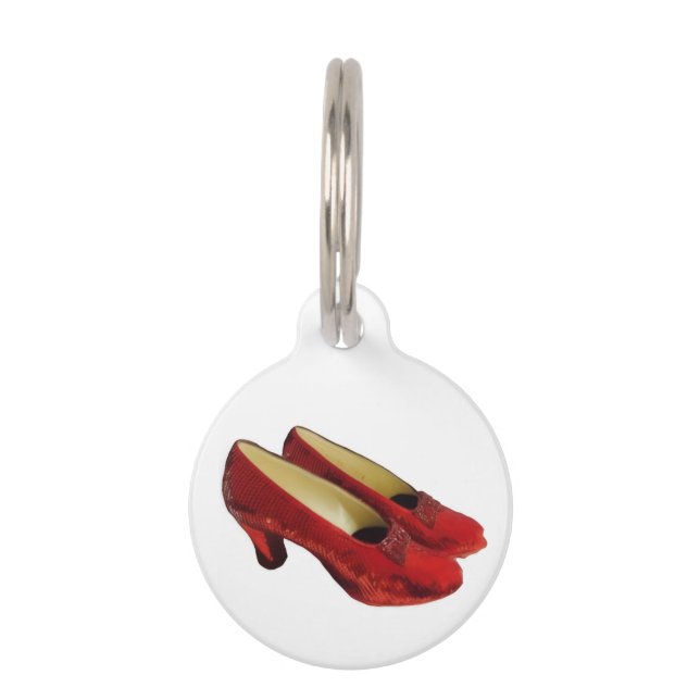 ルビーレッドのスリッパ シューズ ラウンド ペットタグ オズファン向け (正面)