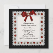 ルビーレッドのハイヒール靴の誕生日パーティー招待状 招待状 (裏面)