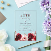 ルビーレッドのバラ 40周年結婚記念日 アクリル招待状 (インサイチュ (ウェディング))