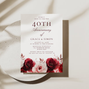 ルビーレッドのバラ 40周年結婚記念日 招待状