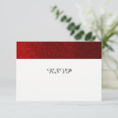 ルビーレッドのフェイクグリッターRSVP 出欠カード (スタンド正面)
