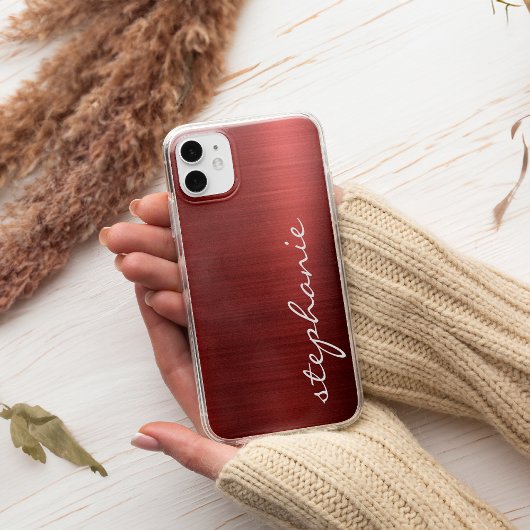 ルビーレッドのフェイクブラシドメタル Case-Mate iPhoneケース