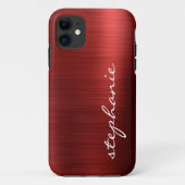 ルビーレッドのフェイクブラシドメタル Case-Mate iPhoneケース (裏面)
