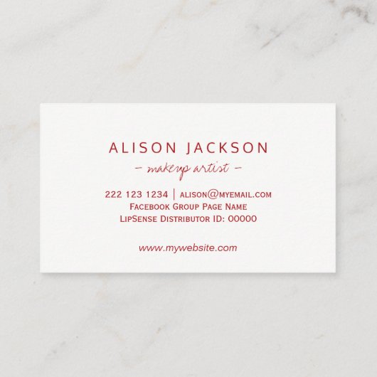 ルビーレッドのリップスティック見本美しいサロンロイヤリティ ロイヤリティカード (裏面)