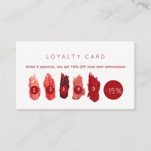 ルビーレッドのリップスティック見本美しいサロンロイヤリティ ロイヤリティカード (正面)