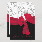 ルビーレッドの弓の結婚式リハーサルディナー招待状 招待状 (正面/裏面)