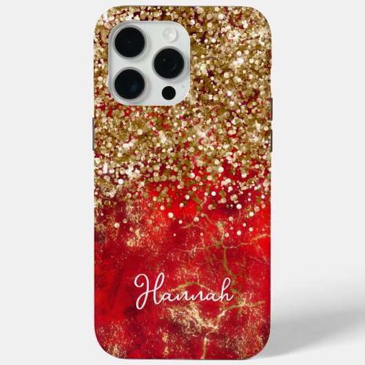 ルビーレッドの輝き ゴールドグラマラス オーダーメイド Case-Mate iPhoneケース (裏面)