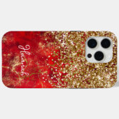 ルビーレッドの輝き ゴールドグラマラス オーダーメイド Case-Mate iPhoneケース (裏面 (横))