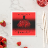 ルビーレッドエレガントガウンスペインのキンセニェラ スタンダードカクテルナプキン (インサイチュ)