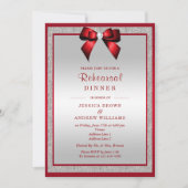 ルビーレッドエレガントシルバーグリッターリハーサルディナー 招待状 (正面)