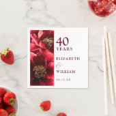 ルビーレッドエレガントモダンフローラ40周年 スタンダードカクテルナプキン (インサイチュ)