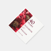 ルビーレッドエレガントモダンフローラ40周年 スタンダードカクテルナプキン (角)