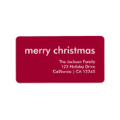 ルビーレッドクリスマス | Burgundyミニマリストの住所 ラベル (正面)