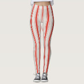 ルビーレッドクリームアンティークマットレスチキングストライプ レギンス (正面)